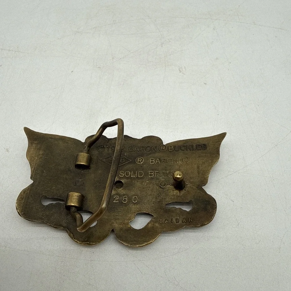 Vintage 1982 Harley Davidson Solid Brass Belt Buckle #6280 Snake & Skull